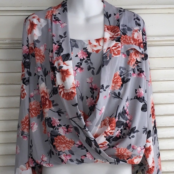 Alfani Tops - Alfani Petite Draped Wrap Blouse Floral Print 10P